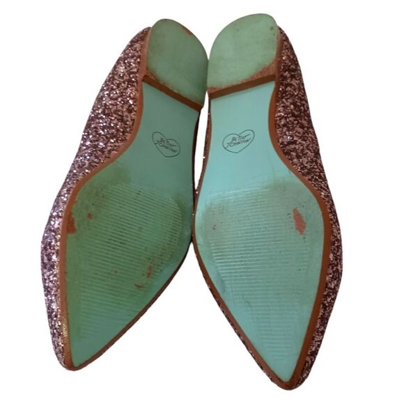 Betsey Johnson Glittery Ballet Flats 6M Lia Balletcore Bow Tie Romantic Coquette - Picture 8 of 16